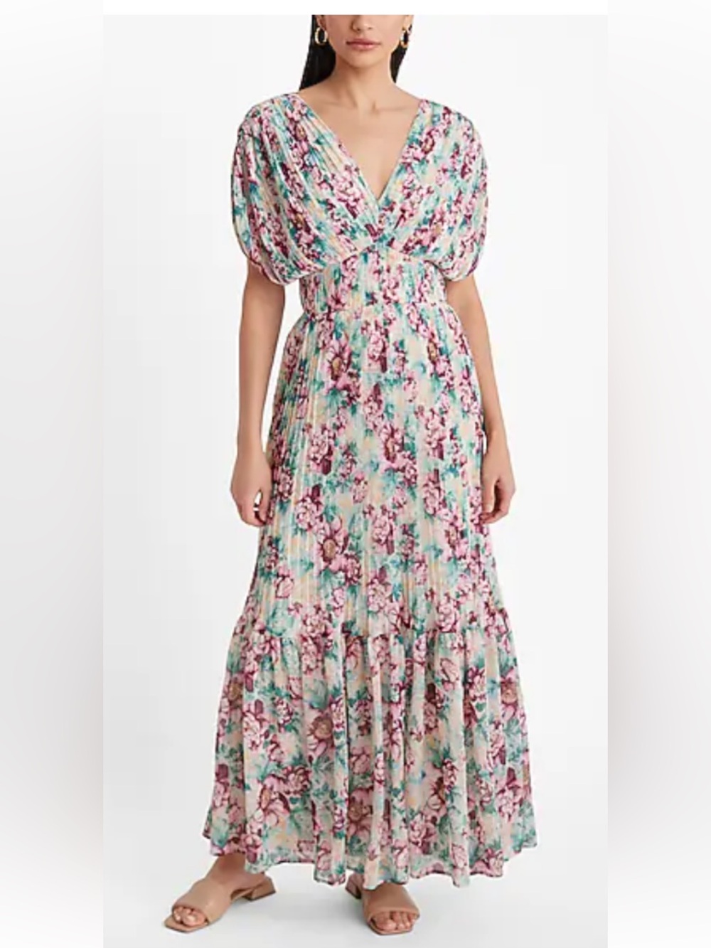 Express Floral Maxi Dress in Mint and Pink